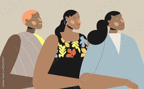 Ilustración de tres mujeres amigas.