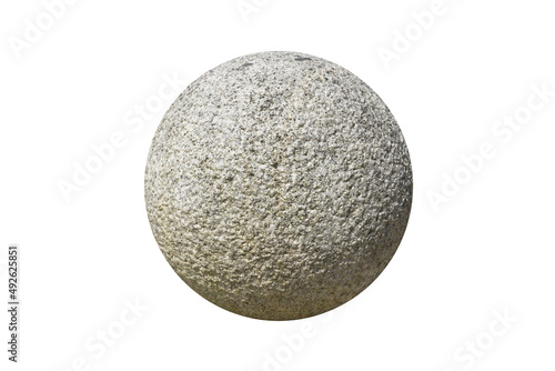 ฺBig rounded granite stone rock isolated on white background with clipping path. Stone for outdoor garden decoration.