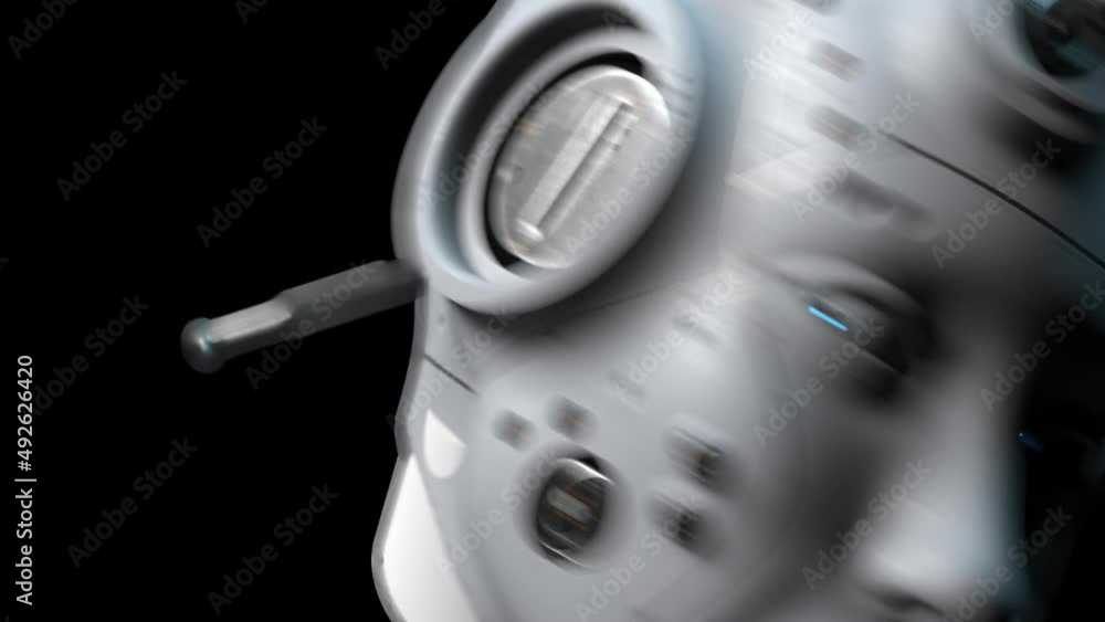 Critical error of artificial intelligence. shaking head of robot out of action. concepts of technology and artificial intelligence. 3D animation contains an alpha channel Critical error of artificial intelligence. shaking head of robot out of action. concepts of technology and artificial intelligence. 3D animation contains an alpha channel