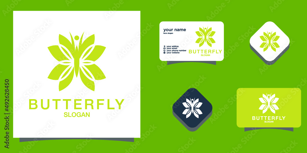Beautiful nature flying insect monoline design butterfly logo with flat ...