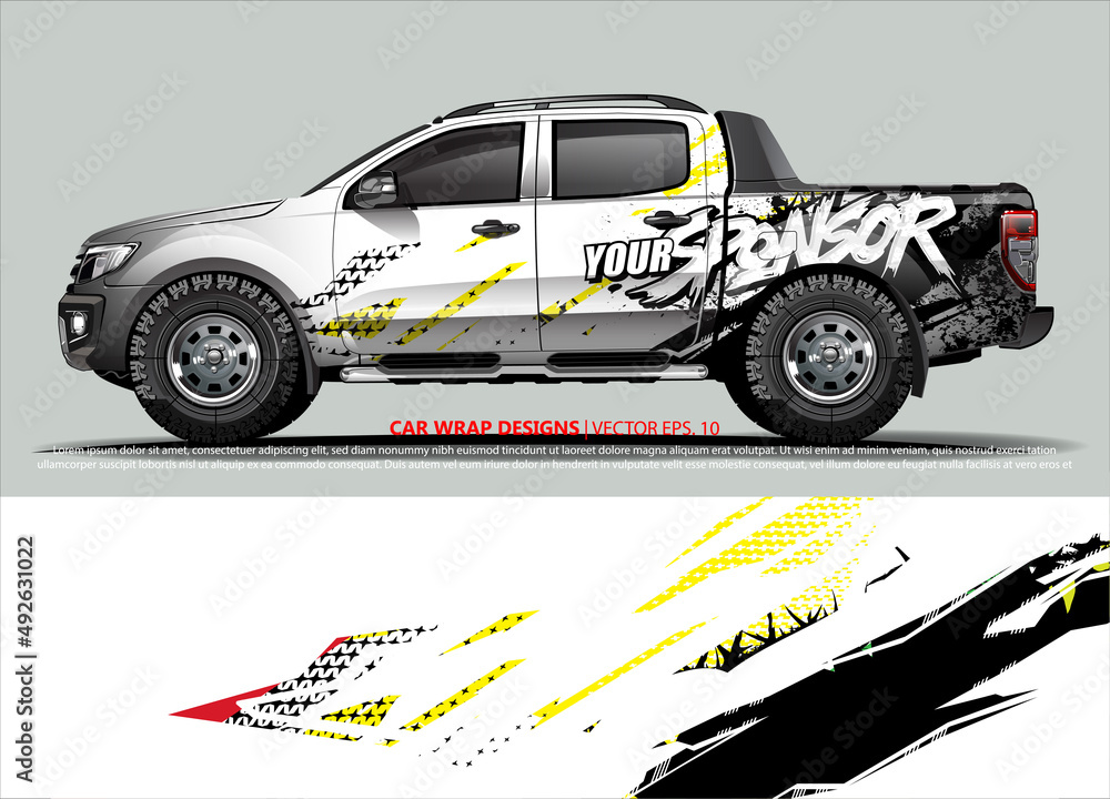 Car wrap decal design vector. abstract Graphic background kit designs for vehicle, race car, rally, livery, sport car
Car wrap decal design vector. abstract Graphic background kit designs for vehicle, race car, rally, livery, sport car