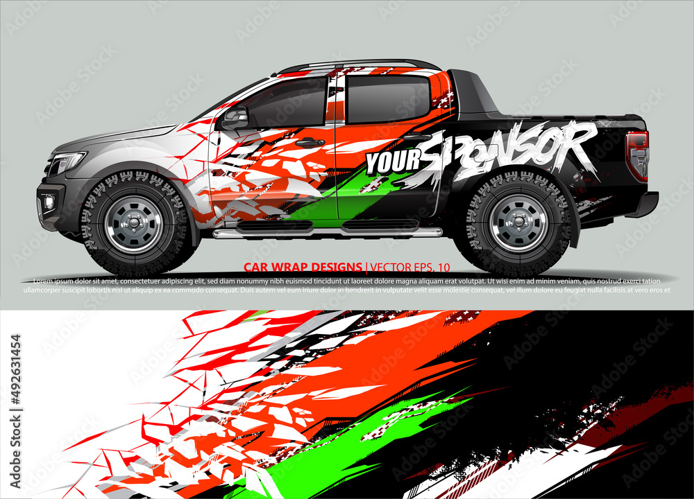 Car wrap decal design vector. abstract Graphic background kit designs for vehicle, race car, rally, livery, sport car
Car wrap decal design vector. abstract Graphic background kit designs for vehicle, race car, rally, livery, sport car