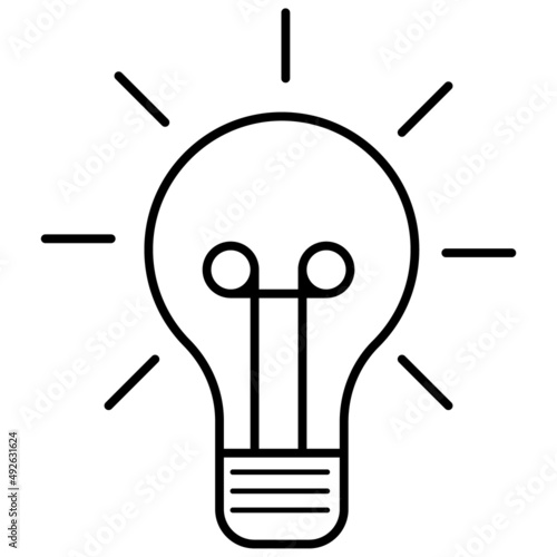 Hand drawn glowing light bulb. Abstract representation of the origin of an idea.