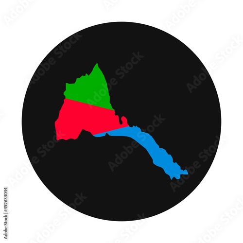 Eritrea map silhouette with flag on black background