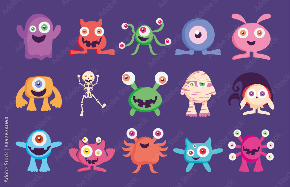 cute monsters icon set cute monsters icon set