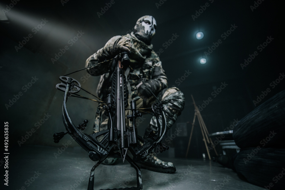 Naklejka premium Fighter with a crossbow. Apocalypse