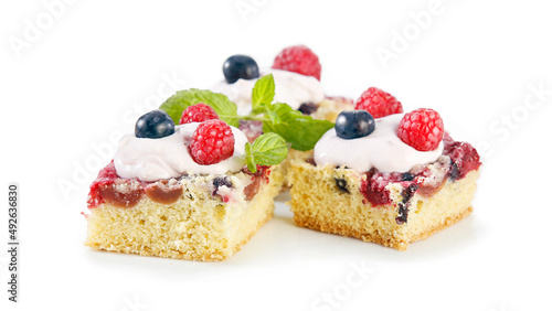 cake with berries and mint