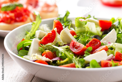 Summer Salad with Mixed Colorful Vegetables on a Plate