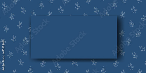 Vector. Chamomile flower background, copy space for text. Horizontal template for cards, wedding invitations, party invitations, flyers, covers, brochures, social networks. Hand-drawn sketch. Blue.