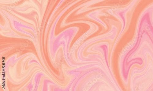 Abstract background texture of swirling orange and pink ink. Abstract paint ink. Psychedelic background. Colorful spots on water surface. pastel liquidity background, Illustration, texture for design.