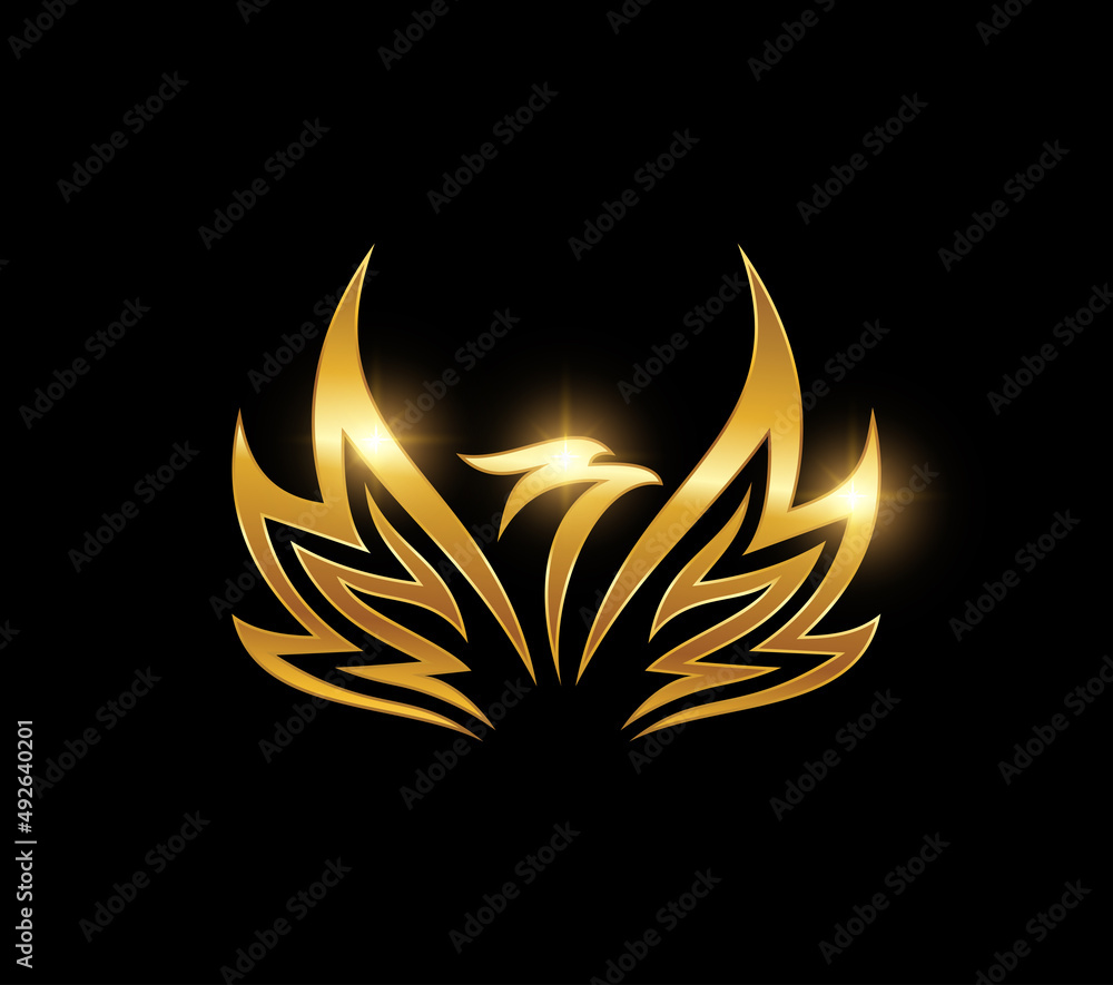 Golden Elegant Luxury Flying Bird Logo Golden Elegant Luxury Flying Bird Logo