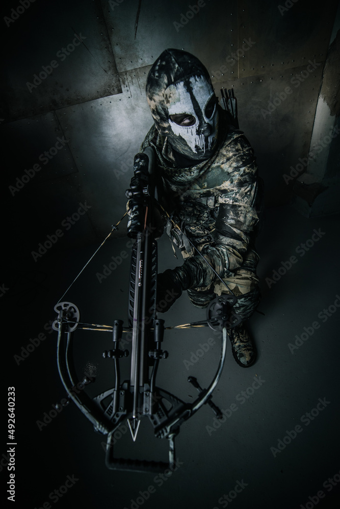 Naklejka premium Fighter with a crossbow. Apocalypse