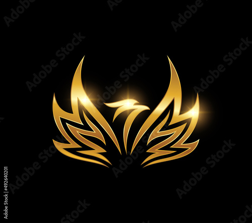 Golden Elegant Luxury Flying Bird Logo