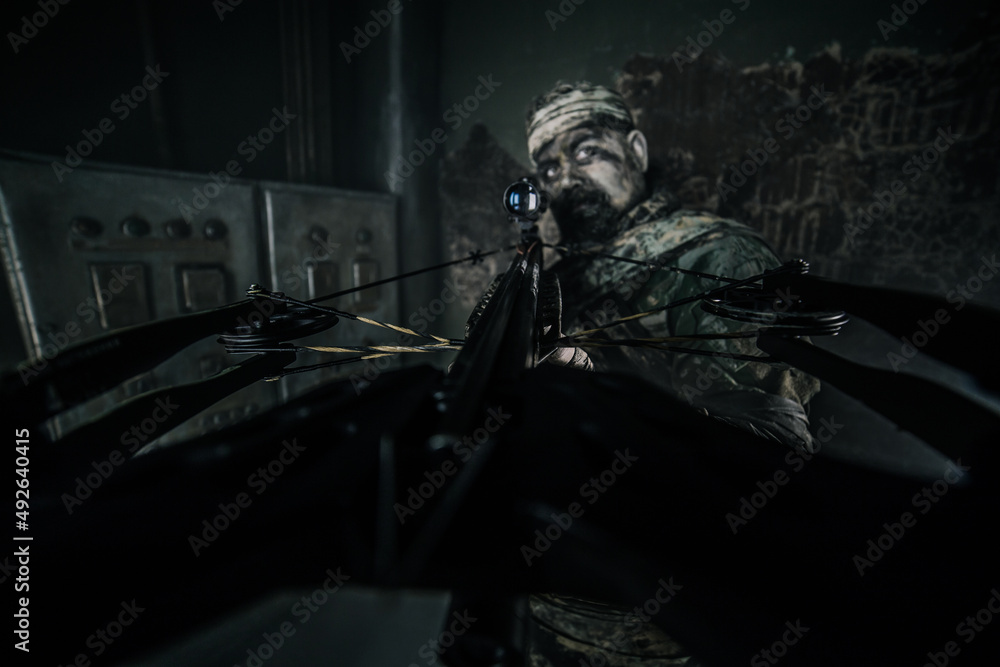 Fighter with a crossbow. Apocalypse Fighter with a crossbow. Apocalypse