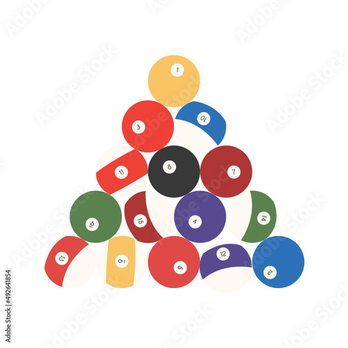 Pool Game, Billiards, Billiards Ball, Cue Ball, Cue Ball Icon, Solids and Stripes, Flat Billiards Vector Illustration With White Background