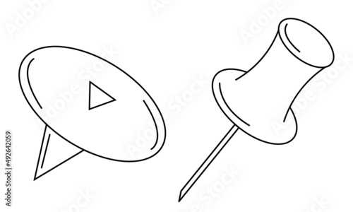 Hand drawn stationery buttons. A tool for attaching papers and notes.