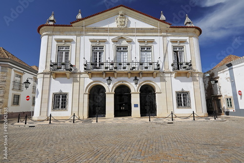 Town Hall facade-Neoclassical rebuilt in 1945-Largo da Se Square. Faro-Portugal-142