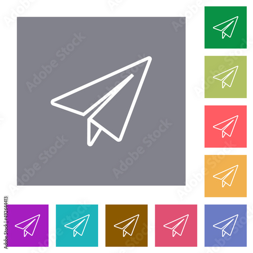 Paper plane outline square flat icons