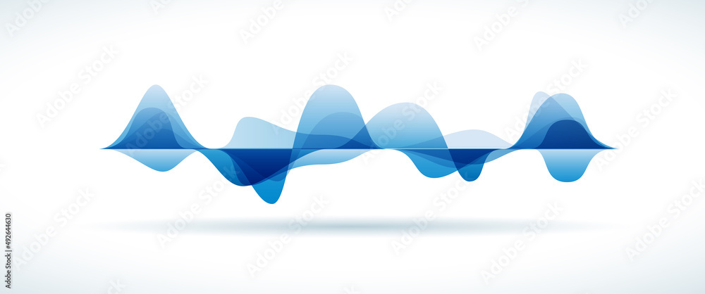 blue audio sound waves, Vector abstract background - obrazy, fototapety, plakaty 