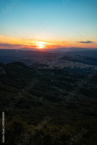 Tramonto su Nuoro dal Monte Ortobene, provincia di Nuoro, Sardegna