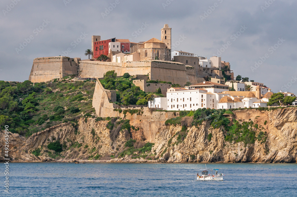 Walled enclosure of Ibiza, World Heritage Site. View from the sea