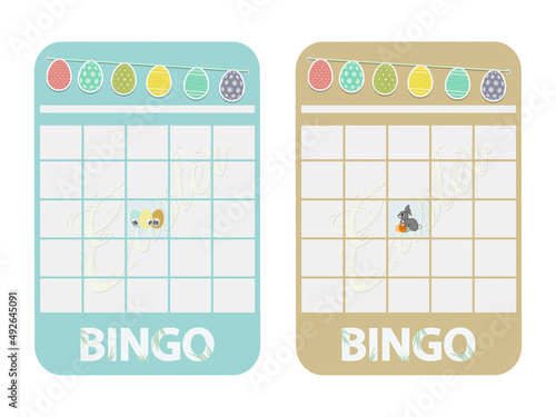 Easter decorated blank bingo cards with bunting