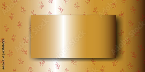 Vector. Chamomile flower background, copy space for text. Horizontal template for cards, wedding invitations, party invitations, flyers, covers, brochures, social networks. Hand-drawn sketch. Gold.