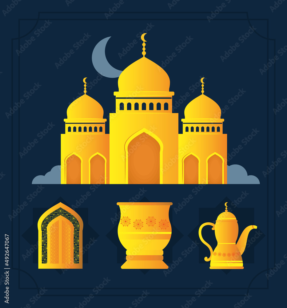 mosque and ramadan set