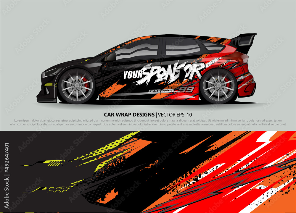 race car Livery for vehicle wrap design vector 
