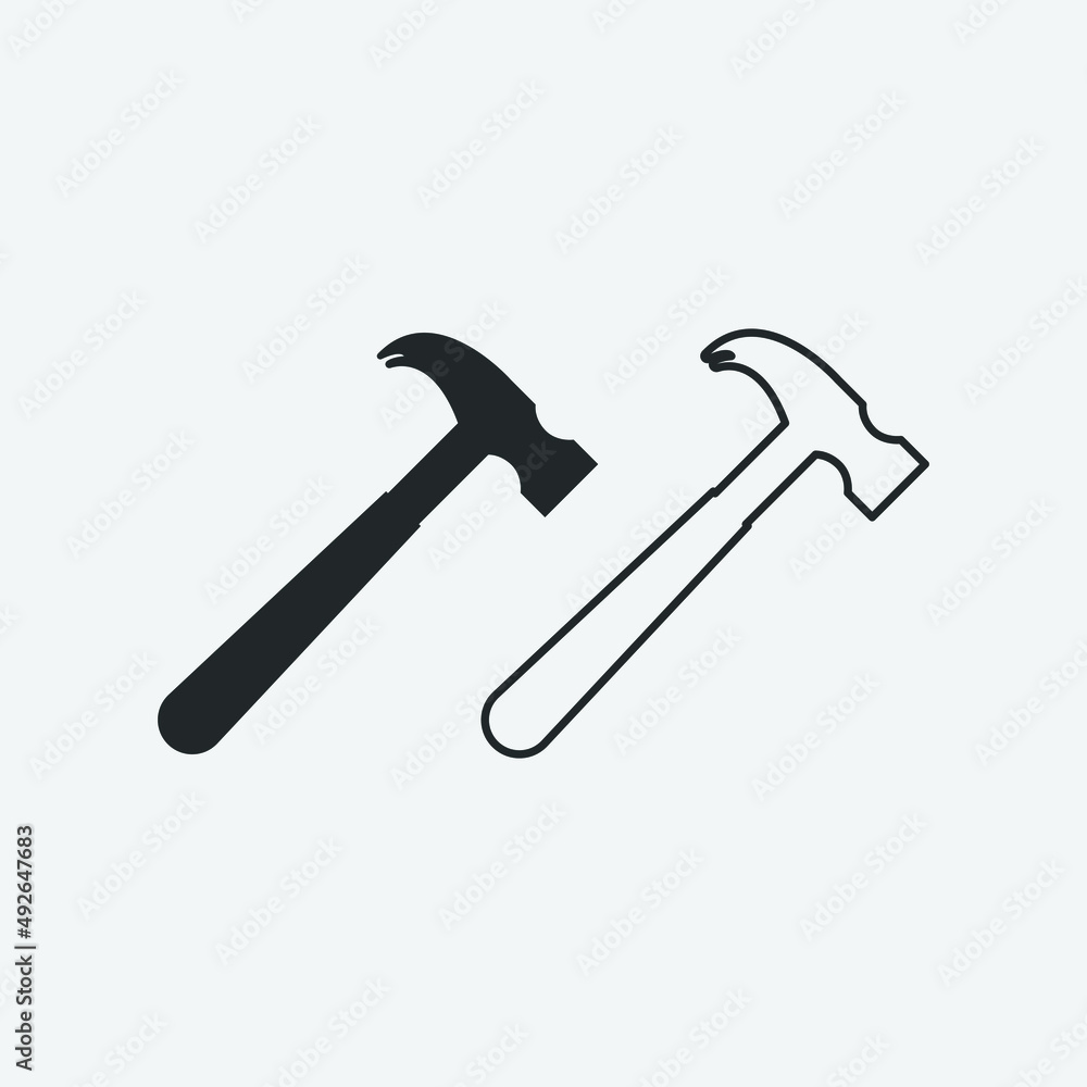 Hammer vector icon illustration sign Hammer vector icon illustration sign