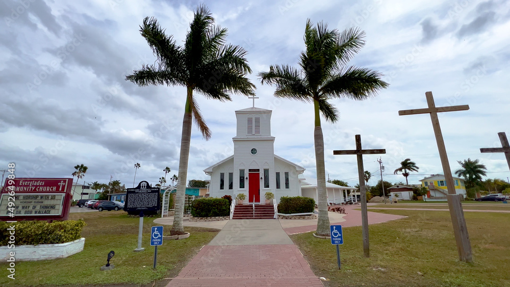 Fototapeta premium Everglades Community church in Everglades City is a historic landmark - travel photography