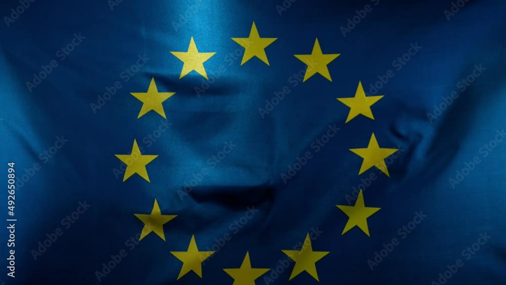 Europe Union flag waving on the wind. Super slow motion filmed on high speed cinematic camera at 1000 fps. Europe Union flag waving on the wind. Super slow motion filmed on high speed cinematic camera at 1000 fps.