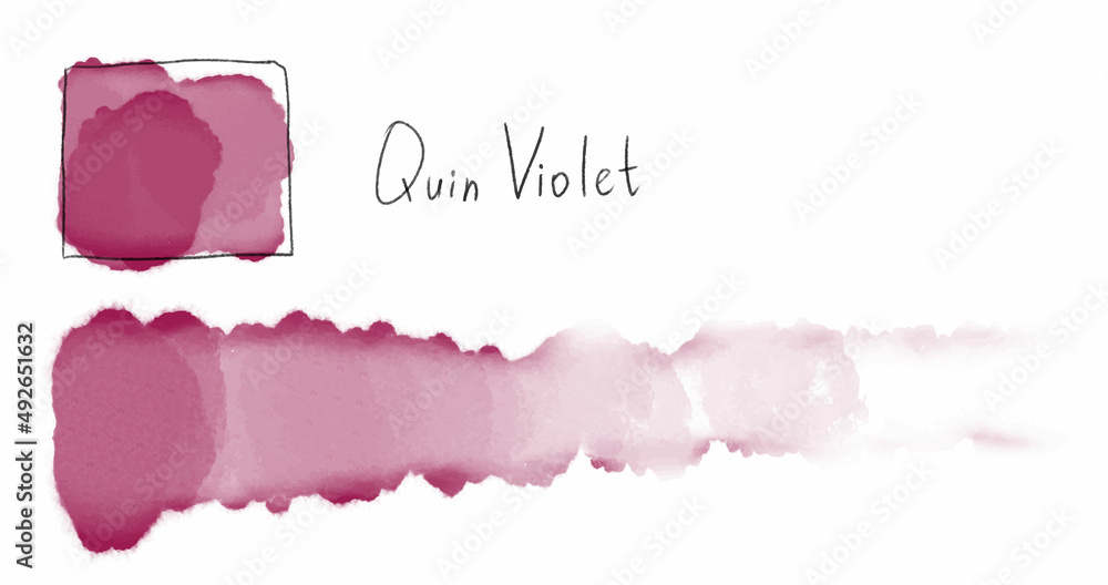 Watercolor brushstroke, stain, description. Purple watercolor. Shade: Quin Violet