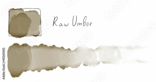 Watercolor brushstroke, stain, description. Purple watercolor. Shade: Raw Umber