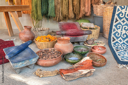 Photography Natural colorants or tints used to make colorful fabrics