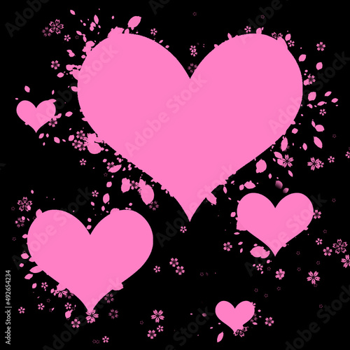 black background with hearts