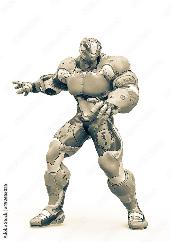 futuristic astronaut is ready for action in white background futuristic astronaut is ready for action in white background