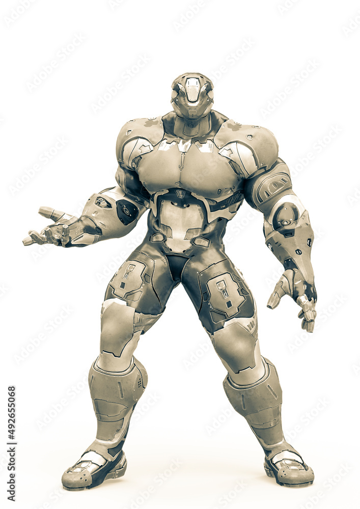 futuristic astronaut is standing up in white background futuristic astronaut is standing up in white background