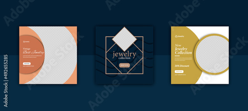 jewelry social media set instagram post banner or square flyer banner design template 