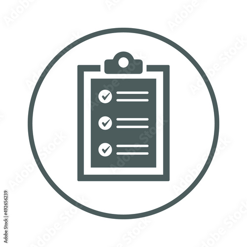 Checklist, list, track list icon. Gray vector sketch.