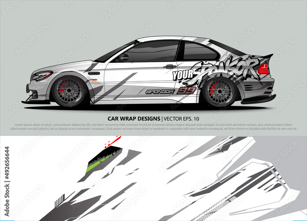 Car wrap decal design vector. abstract Graphic background kit designs for vehicle, race car, rally, livery, sport car Car wrap decal design vector. abstract Graphic background kit designs for vehicle, race car, rally, livery, sport car