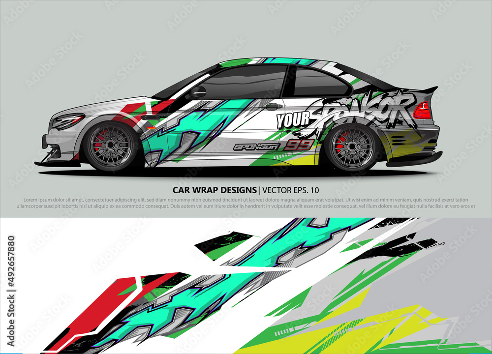Car wrap decal design vector. abstract Graphic background kit designs for vehicle, race car, rally, livery, sport car
Car wrap decal design vector. abstract Graphic background kit designs for vehicle, race car, rally, livery, sport car