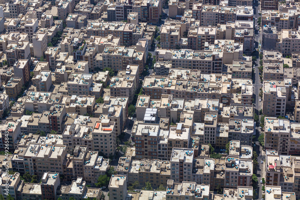 Aerial view of residential area in Tehran, capital of Iran