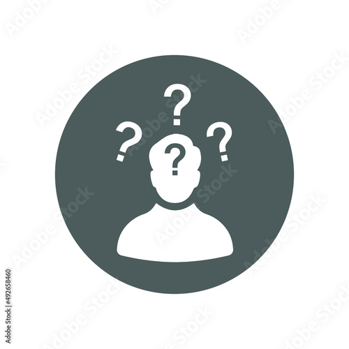 Clueless, confused, confusion icon. Gray vector sketch.