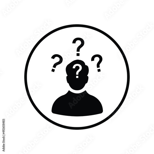 Clueless, confused, confusion icon. Black vector sketch.