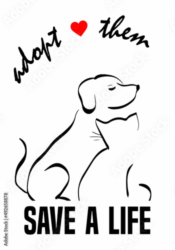 Adopt and save a animal life. Homeless animal illustration