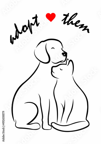 Adopt pets. Homeless animal illustration