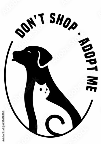Don't shop adopt pets. Homeless animal illustration