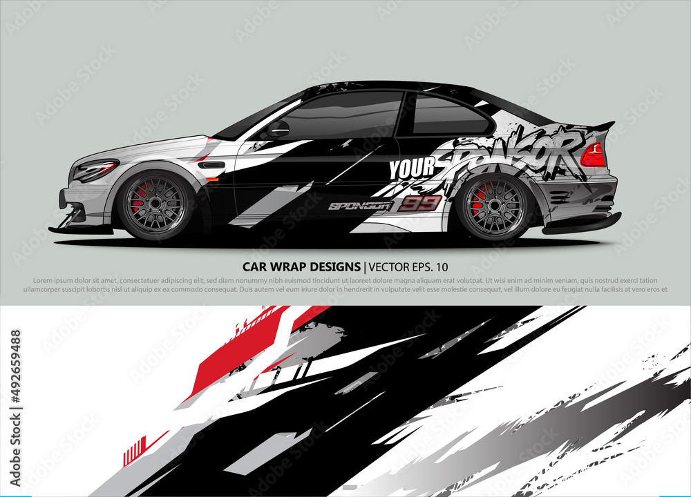 Car wrap decal design vector. abstract Graphic background kit designs for vehicle, race car, rally, livery, sport car Car wrap decal design vector. abstract Graphic background kit designs for vehicle, race car, rally, livery, sport car