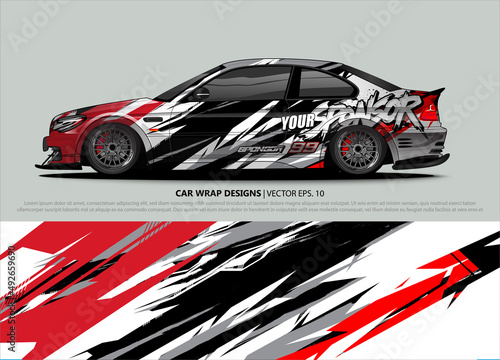 Car wrap decal design vector. abstract Graphic background kit designs for vehicle  race car  rally  livery  sport car